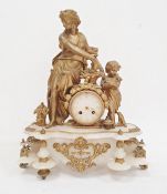 French mantel clock, the dial with Roman numerals and marked 'Doranlot au Havre', with gilt metal