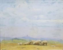 Kate S Wilkinson ( 1883 - ) Oil on board Study for In the Heat of the Day, signed with monogram