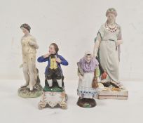 Georgian pearlware figure (late18th/early 19th century) of Diana with flaming torch and arrows and