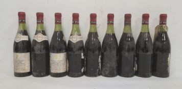 Nine bottles of 1969 Bonnes-Mares Grand Cru , Domaine de Groffier a Morey-St Denis (seven with