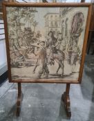 Needlework firescreen tilting to a table