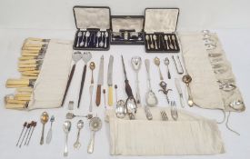 Silver-plated cased cruet set, cased teaspoons and sugar tongs, other cased silver-plated items,