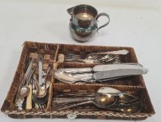 Quantity of EPNS flatware, silver-plated jug, etc (1 box)