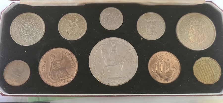 1953 specimen set, three proof set together with various objects, small collection of coins - Image 6 of 10
