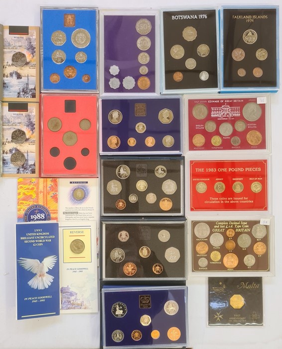 UK proof sets (3) 1972, 1973, 1982 with Brilliant Uncirculated £2, £1 and 50ps (4) proof sets (2)