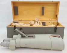 Large pair of Carl Zeiss naval mounting ship binoculars, no.218214, in grey painted pine case Part