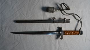 Kreigsmarine German WWII dagger, marked Rich Plumacher Sohn Solingen to the blade, orange twist