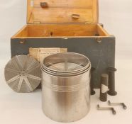 Harringay Photographic and Electrical Supplies Ltd portable developing tank in pine case, stamped '