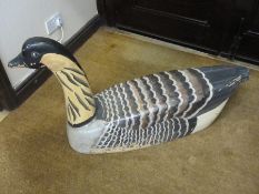 Large painted wood carving of a Nene (or Hawaiian) goose.  62 h cms x 107 length cms The hand-