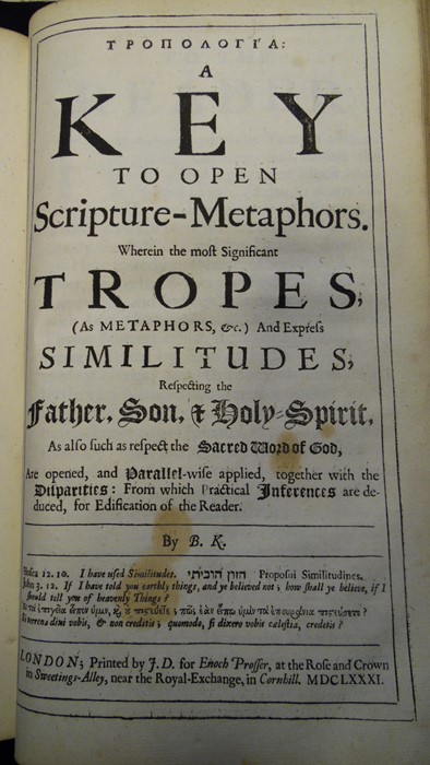 [Benjamin Keach]   B.K.  Part 'An Alphabetical Table' bound with 'A Key to Open Scripture- - Image 4 of 5