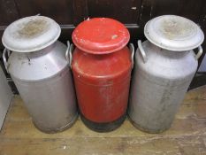 Quinneys Dairies Limited metal milk churn, a Leckhampton Dairies Ltd, Cheltenham milk churn and
