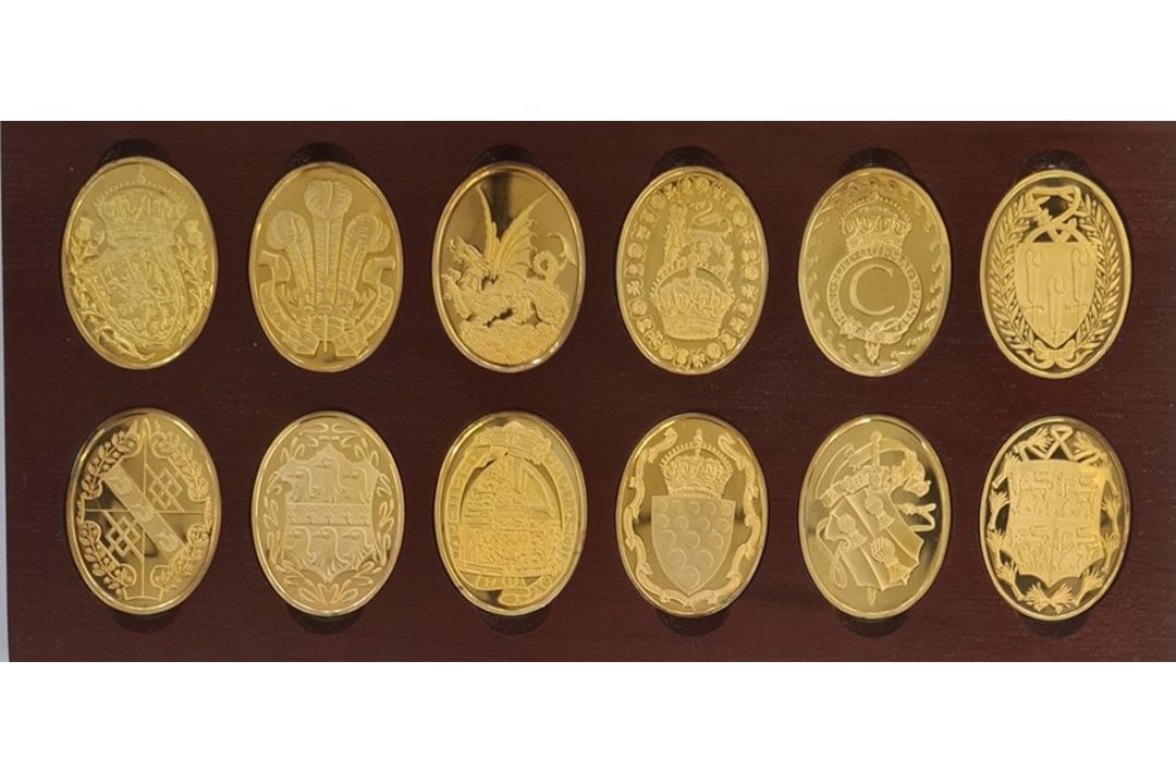 Stunning collection of twelve solid sterling ingots plated with 22carat gold as a commemorative of - Image 1 of 7