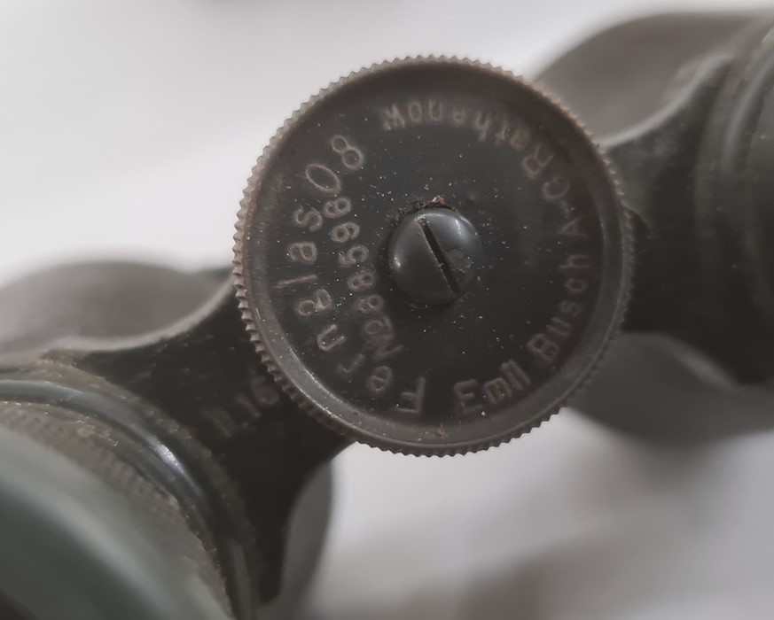 Metal WWI German military binoculars by Emil Busch, A-G, Rathnow, model 8, in fitted leather case - Image 2 of 11