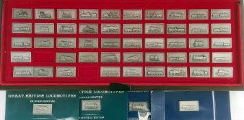 Collection of pewter ingots representing 'Great British Locomotives' and two additional train ingots