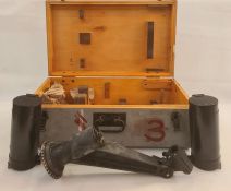 Submarine Binocular Transit Box WWII German with part contents of mounts and glare guards (no