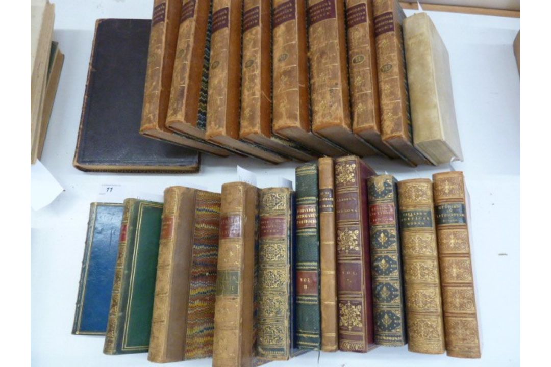 Fine bindings, mainly a mixture of full leather, half leather, marbled boards and a bible with - Image 2 of 2