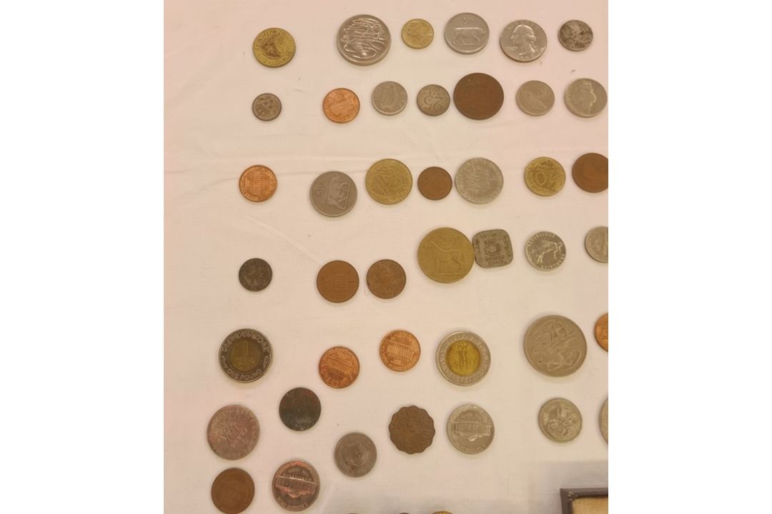 UK proof set of coins, loose coins, buttons, compass and a silver masonic medal - Image 7 of 10