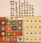 Various world coins, including silver half crowns (3) commemorative crowns including Edward VII