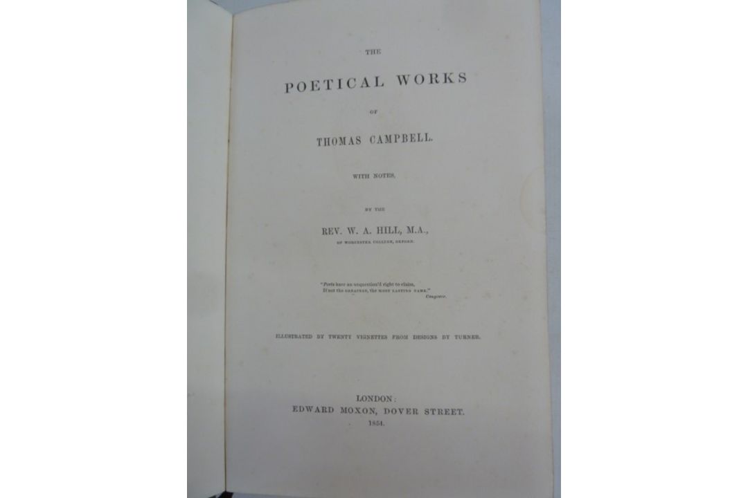 Hill, W A, Rev  "The Poetical Works of Thomas Campbell With Notes", Edward Moxon 1854, ills with - Image 7 of 11