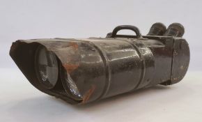Pair of possibly WWII naval ship-mounted binoculars/sights, marked with plaque to top with