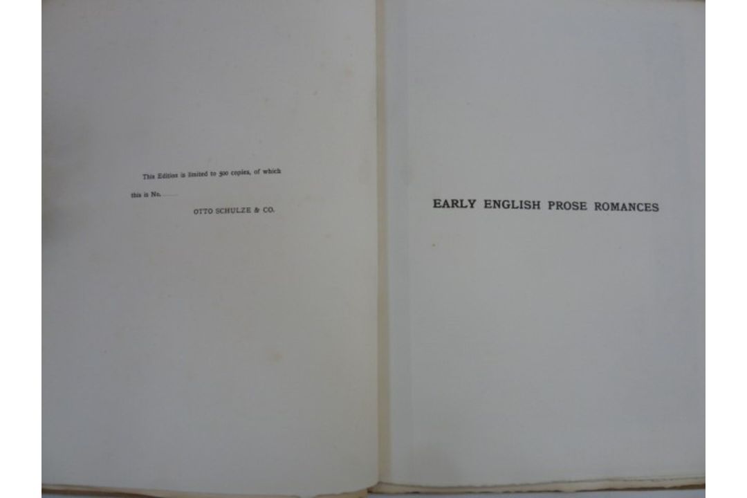Thoms, William John  'Early English Prose Romances ' 3 vols, publ. Otto Schulze (1904), vol. I ' - Image 2 of 3