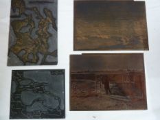 Two boxes of printing block plates to include maps and expedition photographs (2 boxes)  Part of the