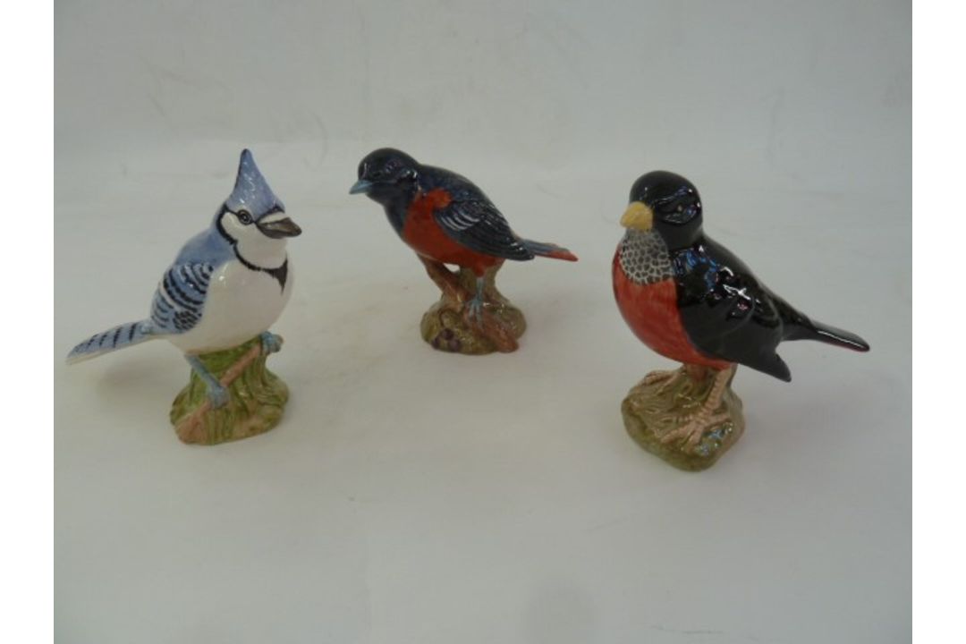 Six various Beswick model birds, Cedar Waxwing, Baltimore Oriole, American Robin, Black Capped - Image 1 of 2