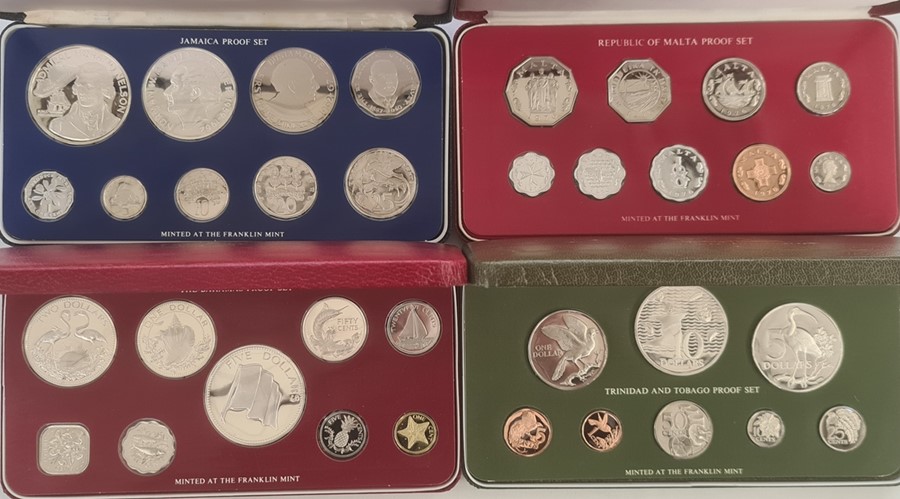 World proof sets including silver proof coins: Jamaica 1976, Malta 1976, Trinidad and Tobago 1975