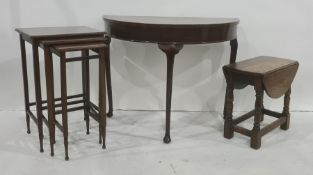 20th century D-end mahogany hall table, a nest of three tables and a coffee table (3)
