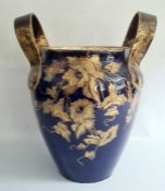 Large 19th century Choisy-le-Roi pottery two-handled vase, having everted rim, shouldered and