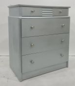Modern grey painted chest of four long drawers, on plinth base, 76cm x 89cm