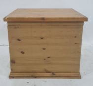 20th century pine box on plinth base, 60cm x 52cm