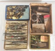 Box of old Meccano pieces (playworn) to include two boxes and instructions for outfit no.3 and other