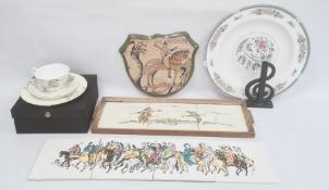 China cup, saucer and tea plate trio, white rose decorated, boxed, a Wedgwood 'Kingston' pattern