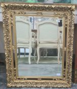 Modern rectangular mirror with moulded frame, 78cm x 63cm