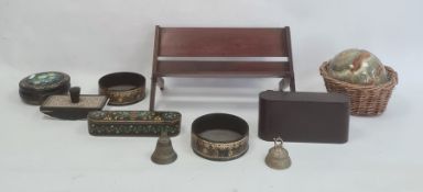 Art Deco style bakelite cigarette box, oblong with rounded ends 61cm wide, a folding mahogany book-