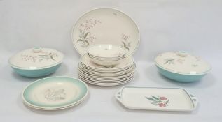 Crown Ducal part dinner service, floral spray decorated, a Susie Cooper rectangular dish, floral