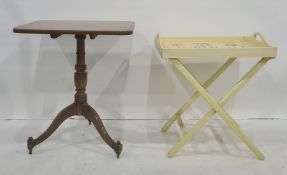 Modern butler's tray on folding stand and a mahogany side table (2)