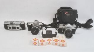 Edixa stereo camera, no.138719, a Konica FM camera with Konica Hexanon lens 1:2.8F=35mm, no.