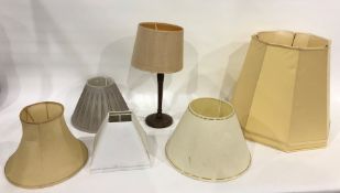 Wooden table lamp with beige shade and other assorted shades (4)
