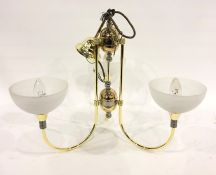 Modern three-branch electrolier with white translucent glass shades