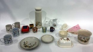 Carlton ware trinket dish, leaf-shaped, butter dishes, plates, assorted planters and other items (
