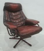 Red leather office swivel chair