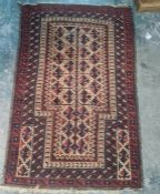 Pair of second half of the 19th century baluch prayer rugs, herat, Afganistan 130 x 87 cm (2)