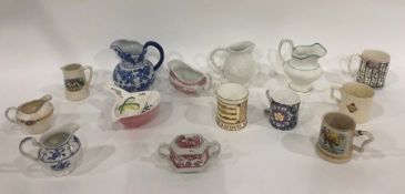 Assorted china to include Wood & Sons 'Woodland' pattern jug, various tankards, jugs, wooden buddhas