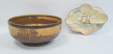 Royal Doulton 'Famous Ships, The Hydra' trinket dish, no.D5947, 23cm wide and a Royal Doulton