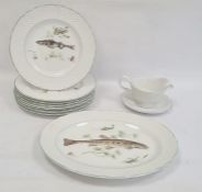 Marlborough Old English Ironstone by Simpson Potteries Potters fish set viz:- large serving platter,