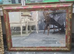 Rectangular mirror with bevelled edge glass, painted foliate frame, 107cm x 77cm