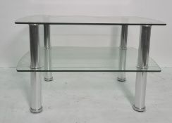Two-tier glass and chrome coffee table, 71cm x 43.5cm