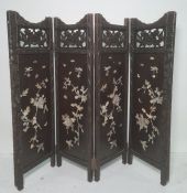 Four-fold screen in the Japanese taste, with mother-of-pearl foliate decoration